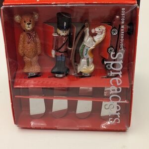 Boston Warehouse Toy-Themed Spreader Set - Xmas, Teddy Bear, Horse, Train, Nutcr